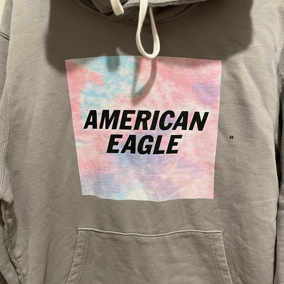 AE Fleece Graphic Pullover Hoodie GRAY Size Medium NWT - Picture 4 of 6
